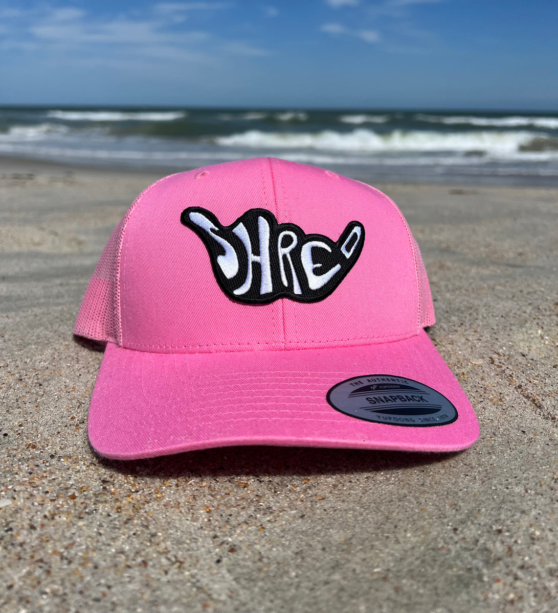 PINK SHREDDELISH SHAKA RETRO TRUCKER CAP SIX-PANEL – ShredDelish