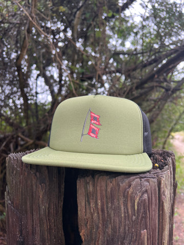 ShredDelish Hurrican Flag Olive & Black Foam Trucker
