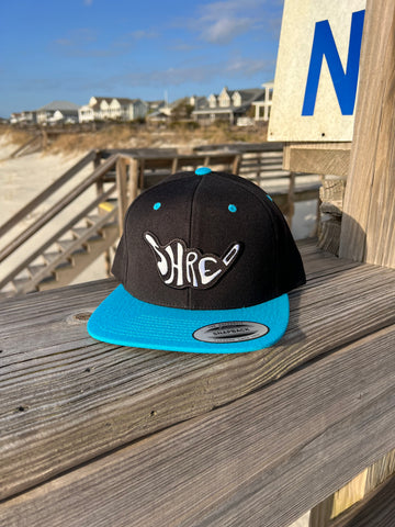 Black & Teal ShredDelish Shaka Flat Bill Snapback Cap