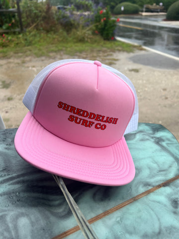 Pink & White ShredDelish Surf Co Foam Trucker