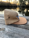 Khaki ShredDelish Shaka Corduroy 5 Panel Hat with Leather Strap