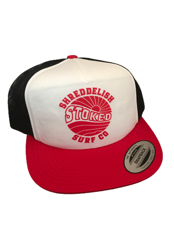 Stoked Sun Red, Black & White Trucker Hat
