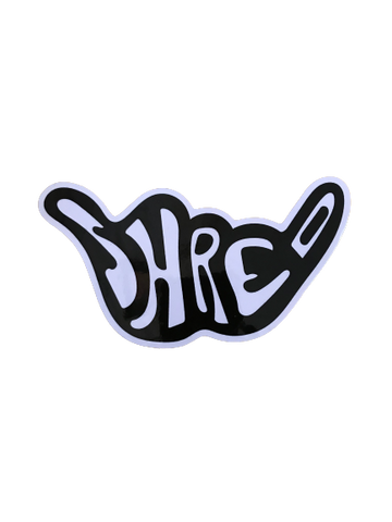 ShredDelish Shaka White Outline Sticker